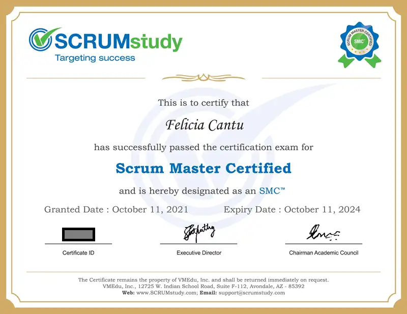 SMC Sample Certificate
